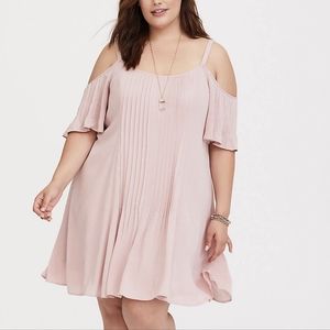 NWT Torrid Size 2 18/20 Mauve Cold Shoulder Gauze Flowy Dress